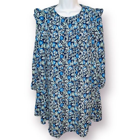 Vineyard Vines Winter Garden Pintuck Front Dress Deep Bay Blue Green XXS NWT - Picture 1 of 11